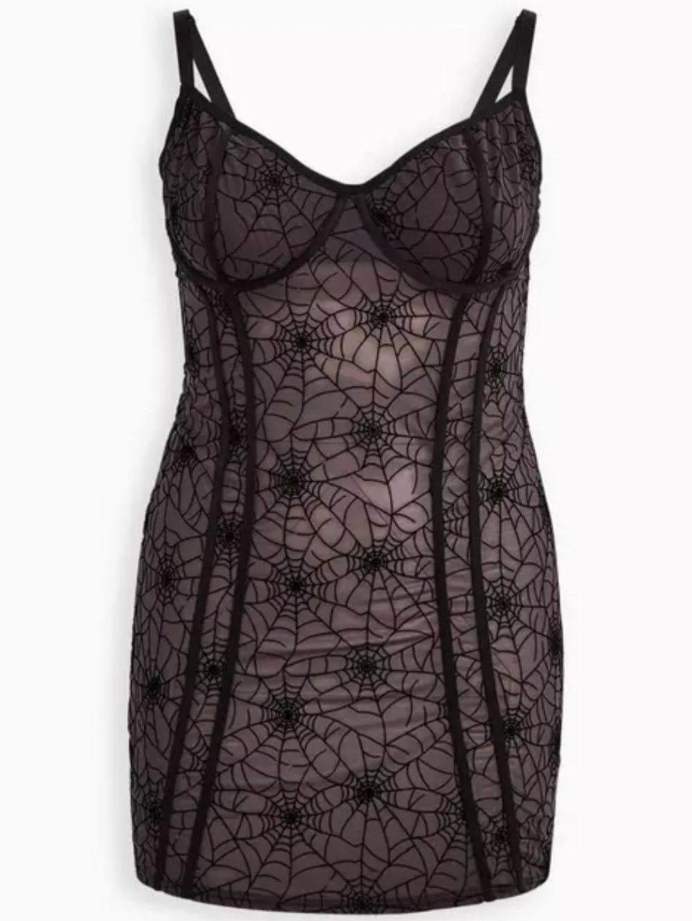 Torrid Underwire Chemise - Mesh Webs Black Style